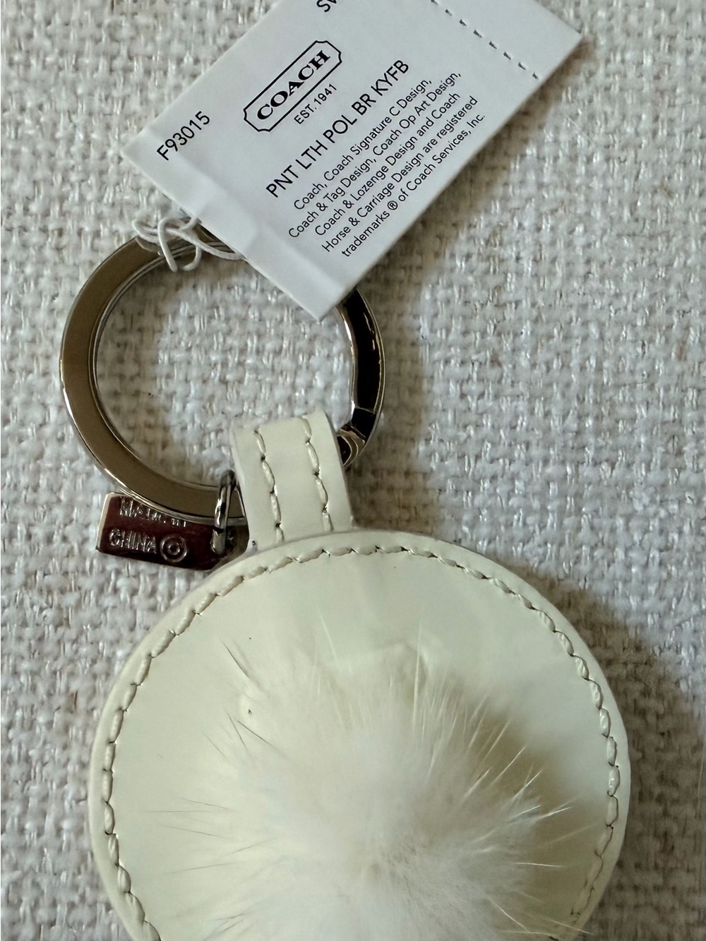 NWT Vintage Coach Polar Bear Patent Leather Key Ring - Picture 3 of 4